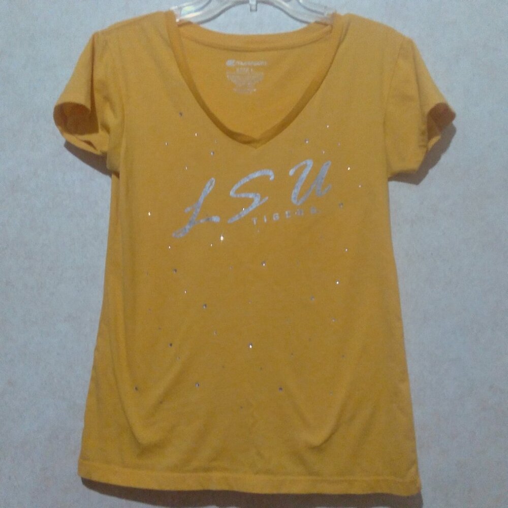 COLLOSEUM LSU TIGERS yellow gold & silver bling size large